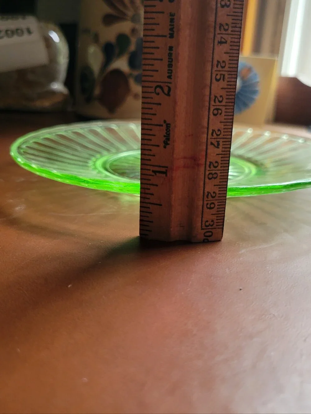 Uranium Glass Vintage Tea Cup Saucer Set Green Depression Glass